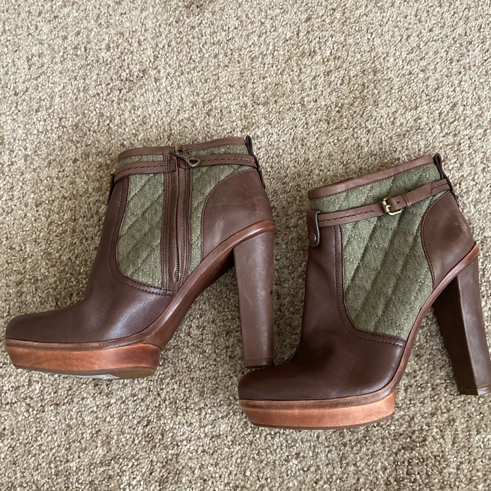 BCBG green quilted booties